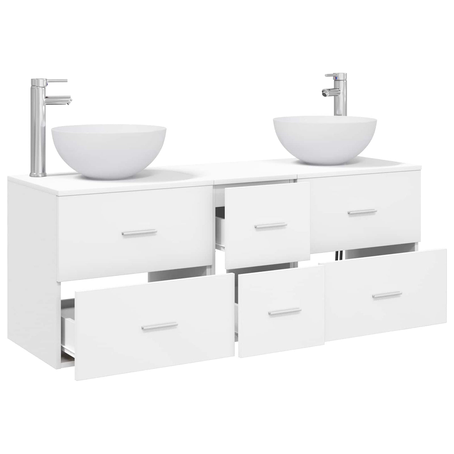 Badkamerkastenset 3 st Wit 49,5 x 35 x 63 cm Bewerkt hout