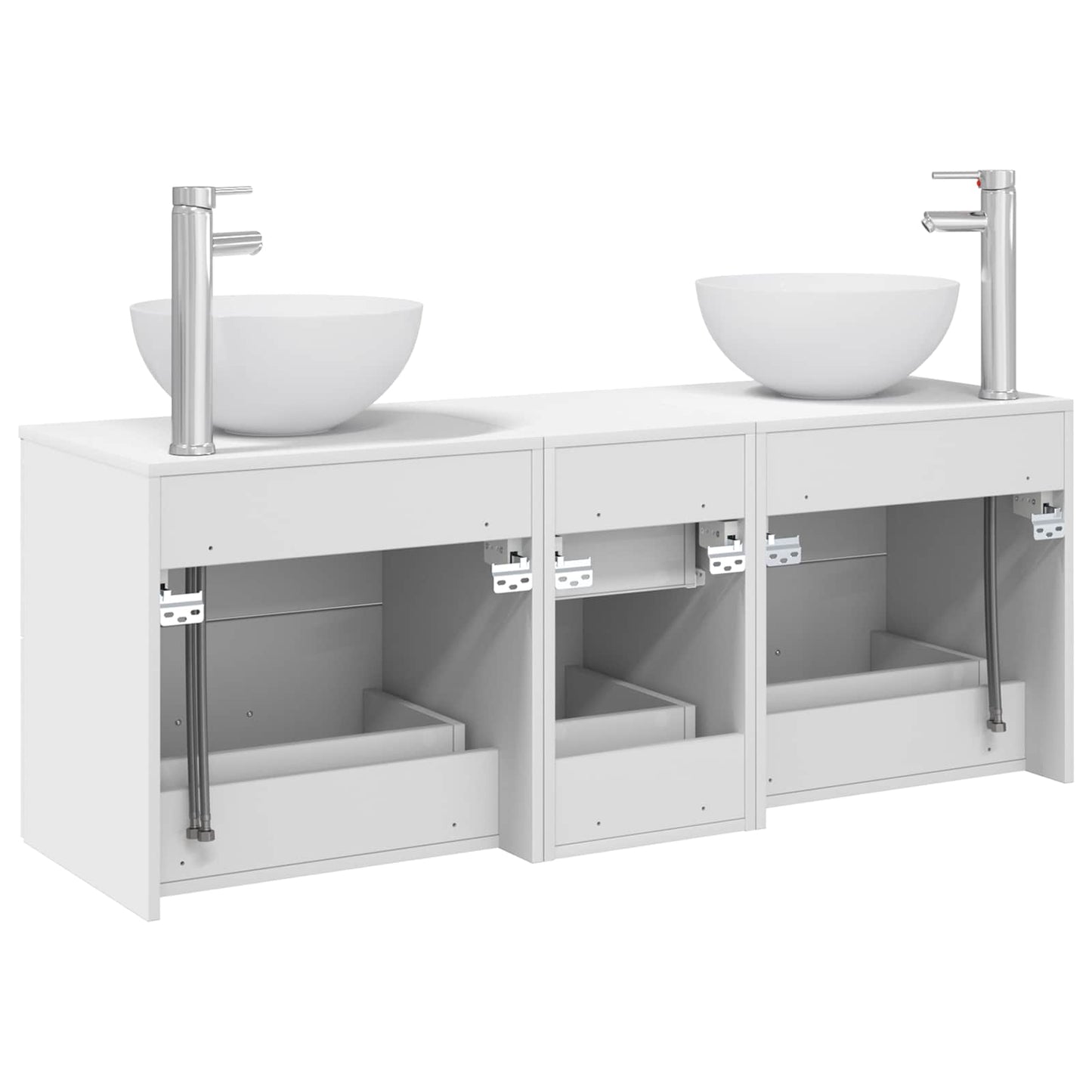 Badkamerkastenset 3 st Wit 49,5 x 35 x 63 cm Bewerkt hout