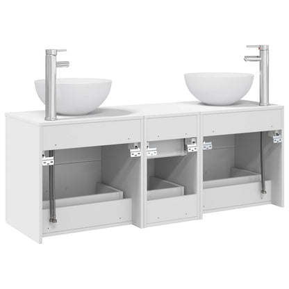 Badkamerkastenset 3 st Wit 49,5 x 35 x 63 cm Bewerkt hout
