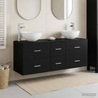 Badkamerkastenset 3 st Zwart eiken 49,5 x 35 x 63 cm