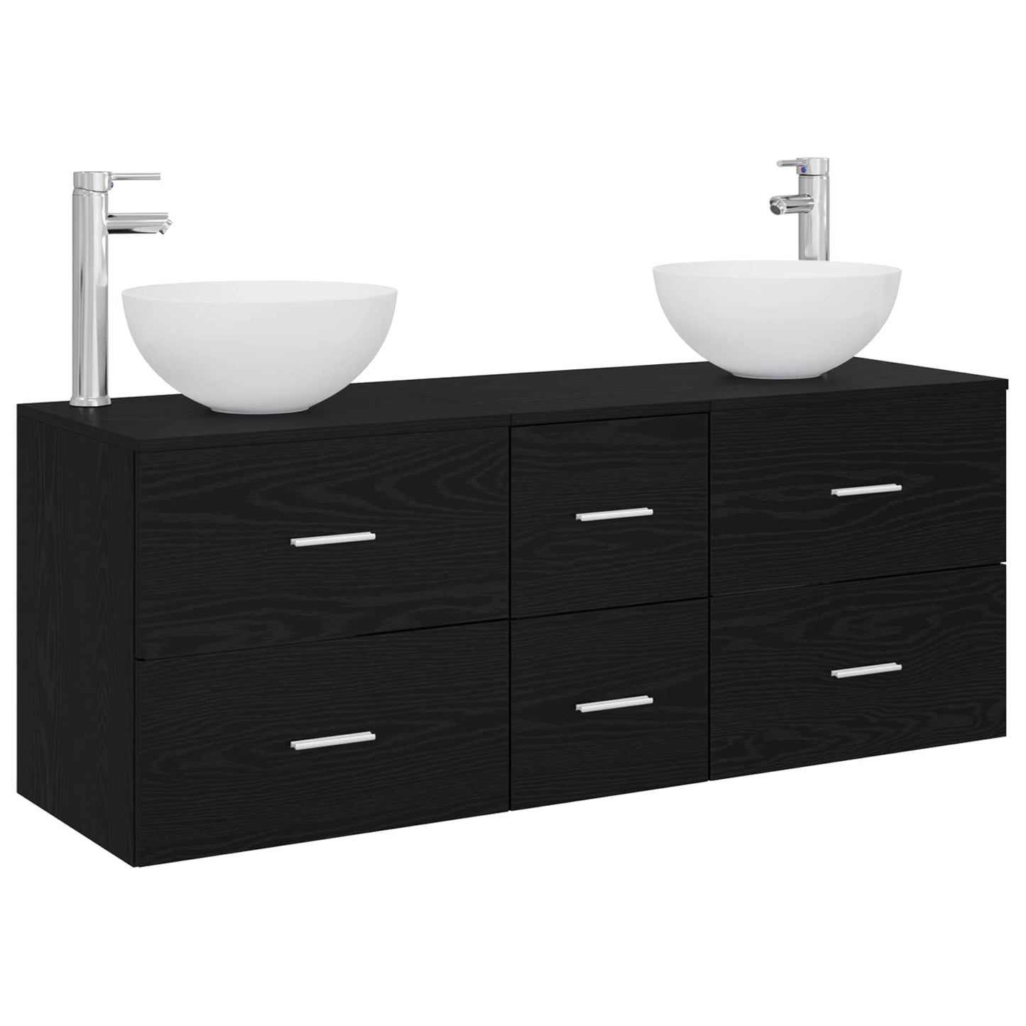 Badkamerkastenset 3 st Zwart eiken 49,5 x 35 x 63 cm