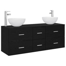 Badkamerkastenset 3 st Zwart eiken 49,5 x 35 x 63 cm