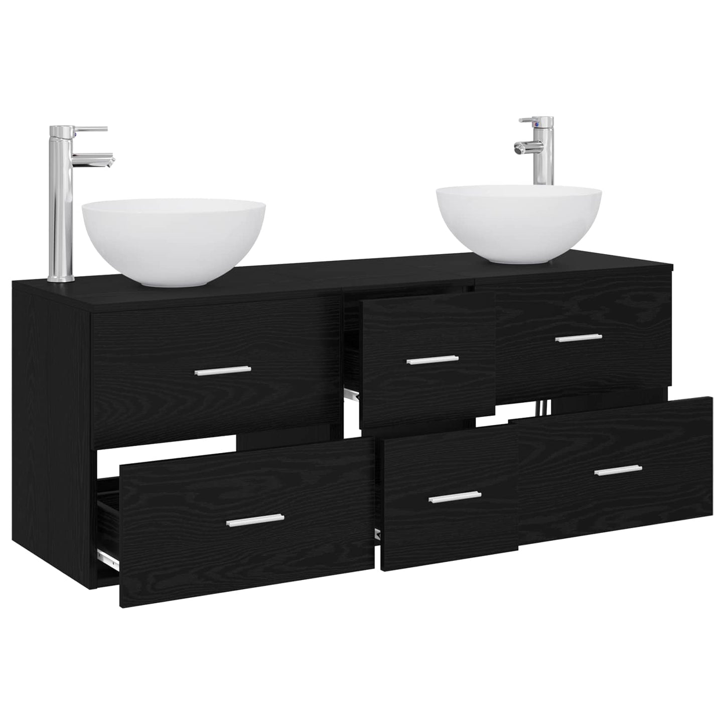 Badkamerkastenset 3 st Zwart eiken 49,5 x 35 x 63 cm
