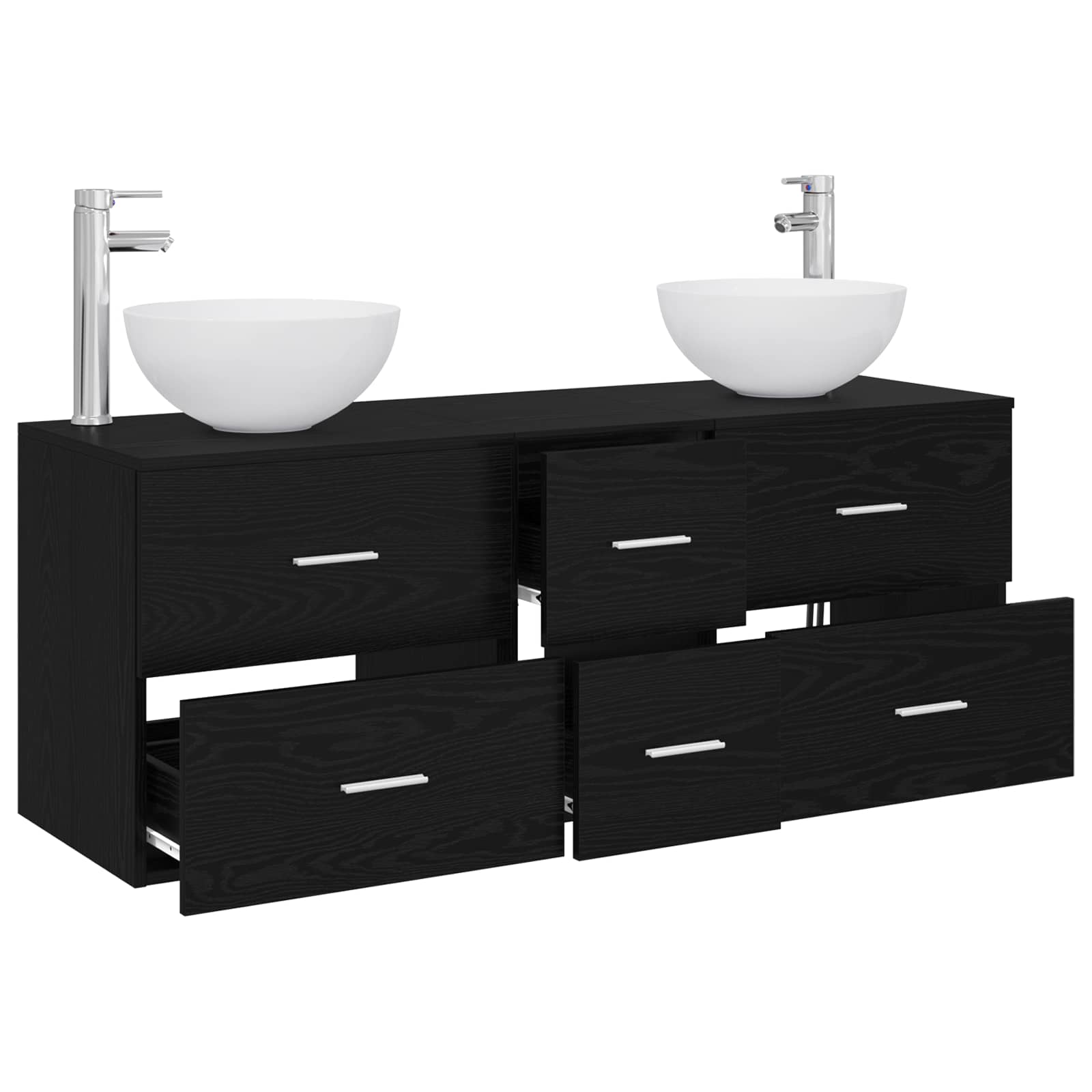 Badkamerkastenset 3 st Zwart eiken 49,5 x 35 x 63 cm