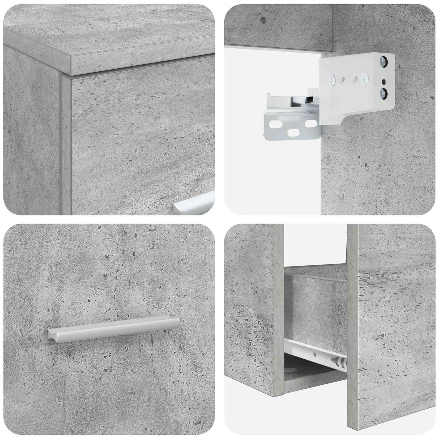 Badkamerkastenset 3 st Betongrijs 49,5 x 35 x 63 cm