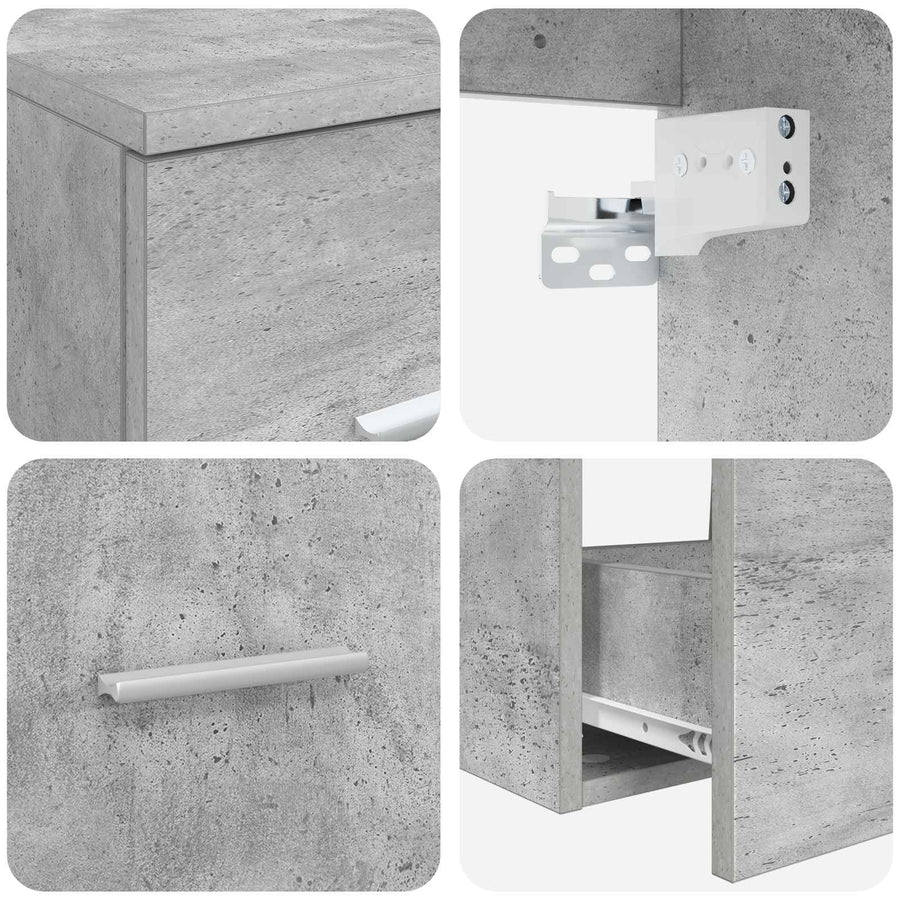 Badkamerkastenset 3 st Betongrijs 49,5 x 35 x 63 cm