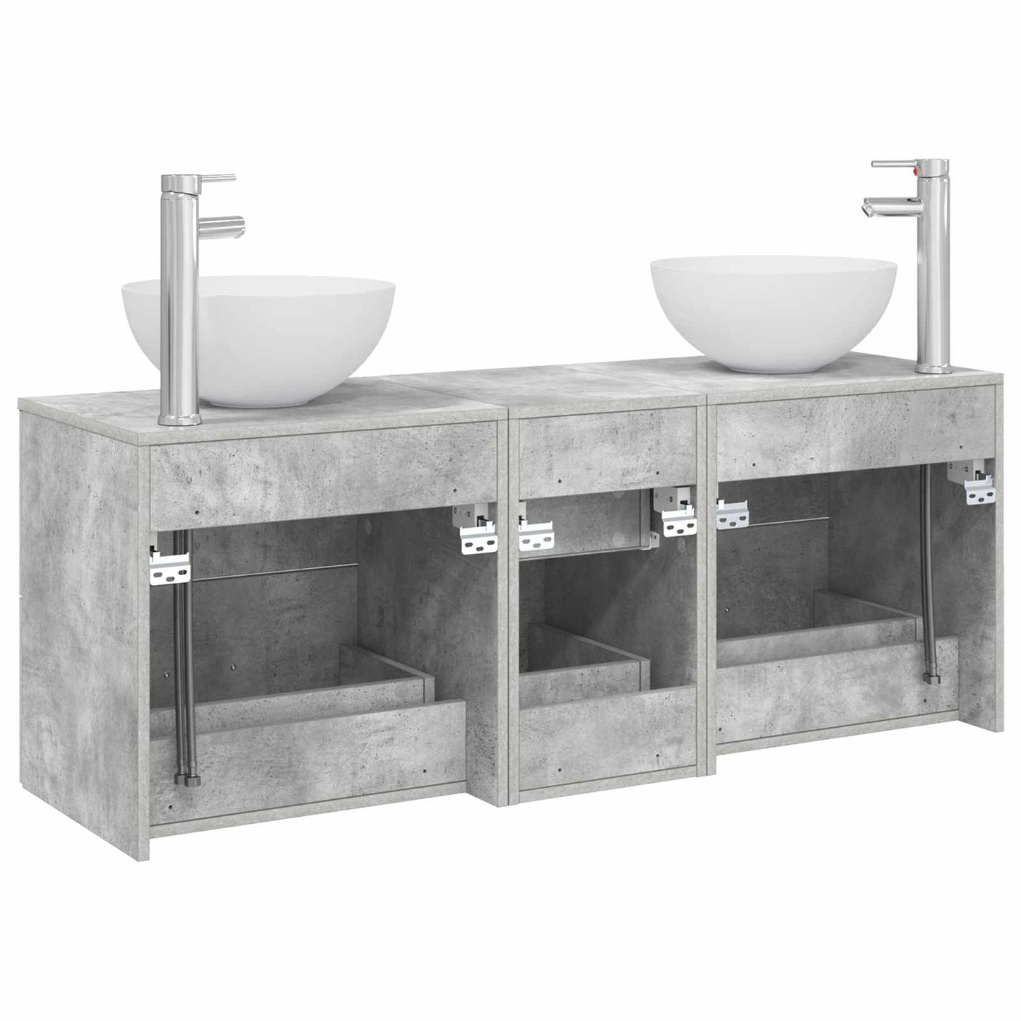 Badkamerkastenset 3 st Betongrijs 49,5 x 35 x 63 cm
