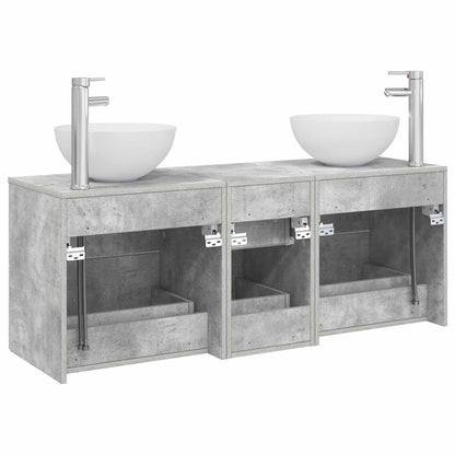 Badkamerkastenset 3 st Betongrijs 49,5 x 35 x 63 cm