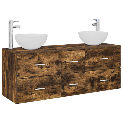 Badkamerkastenset 3 st Gerookt eiken 49,5 x 35 x 63 cm