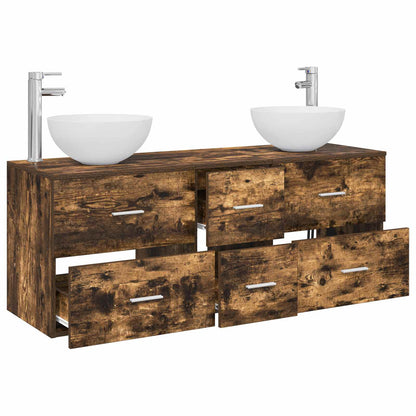 Badkamerkastenset 3 st Gerookt eiken 49,5 x 35 x 63 cm