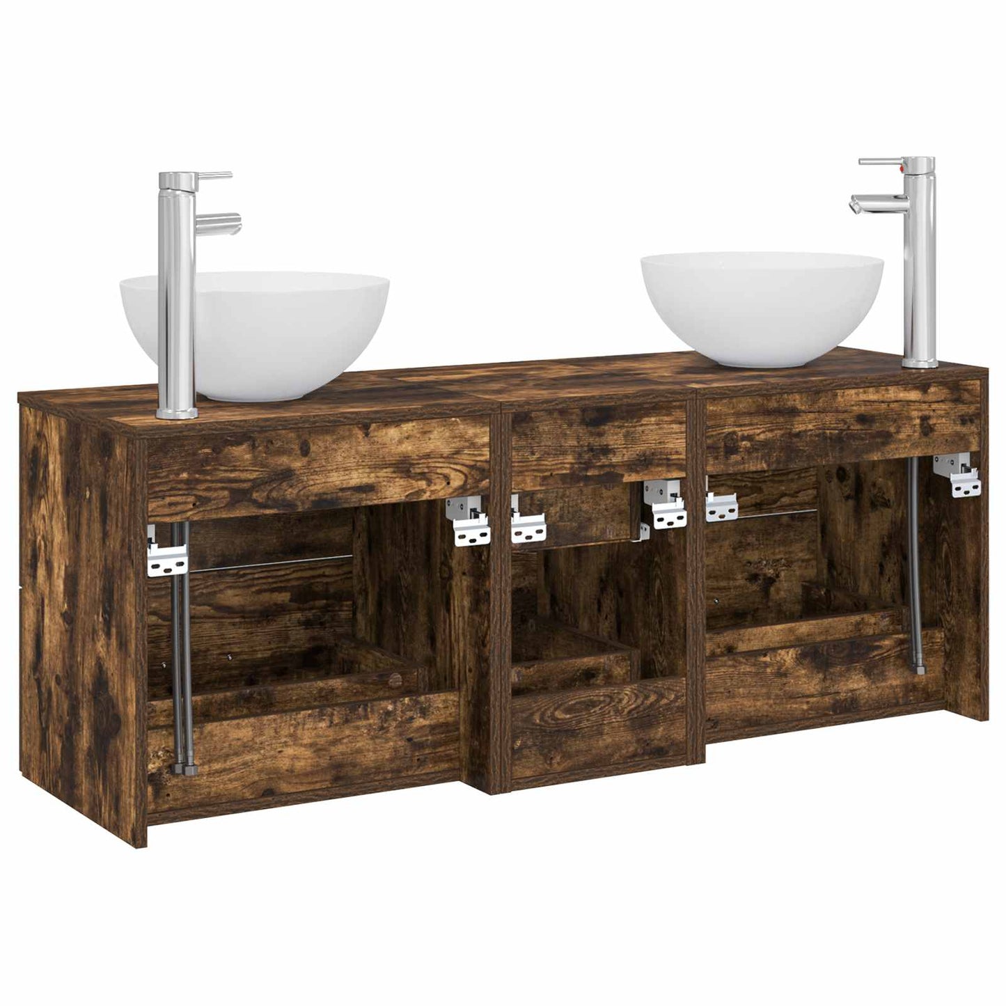Badkamerkastenset 3 st Gerookt eiken 49,5 x 35 x 63 cm