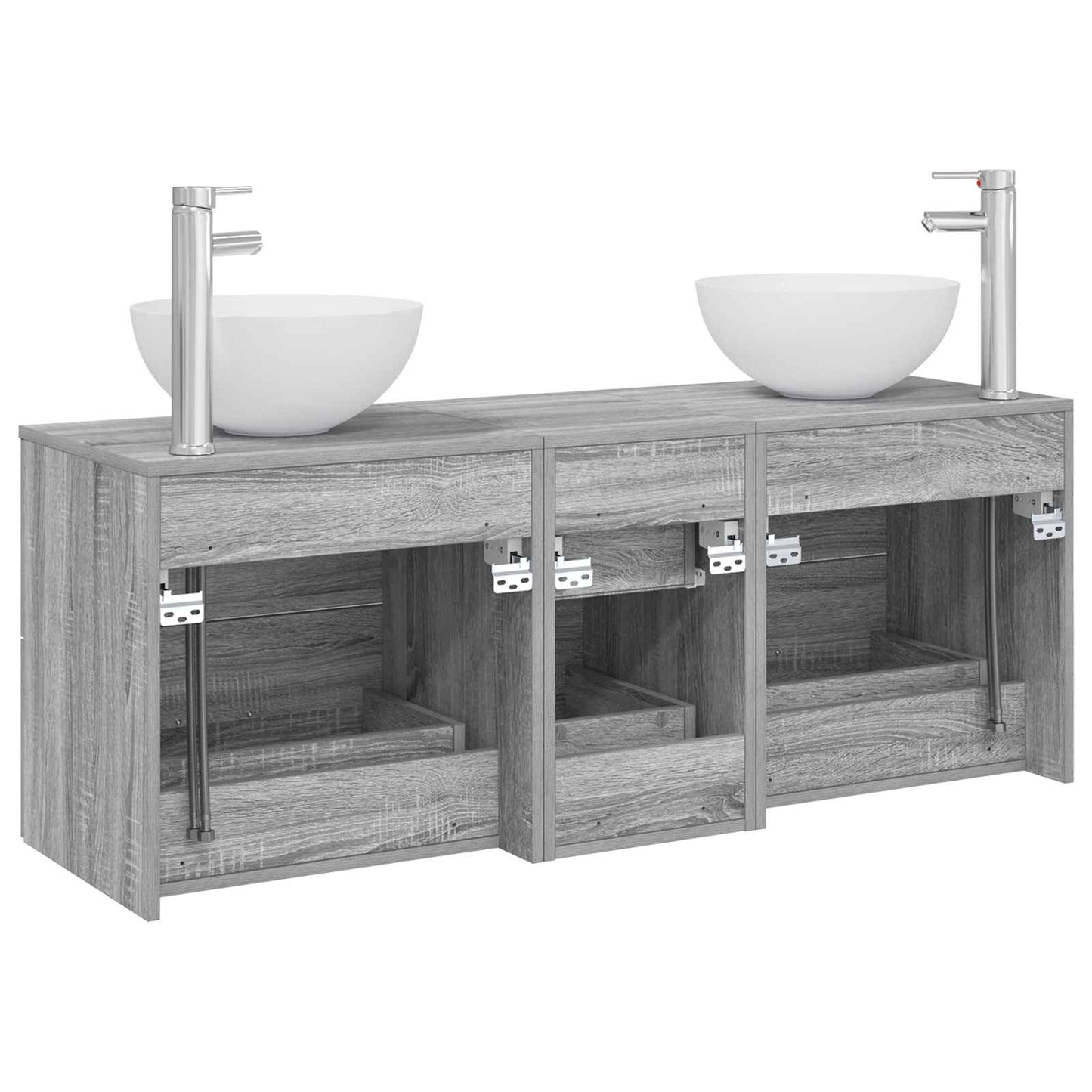 Badkamerkastenset 3 st Grijs Sonoma 49,5 x 35 x 63 cm