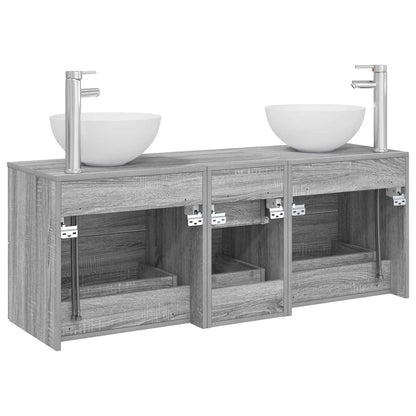 Badkamerkastenset 3 st Grijs Sonoma 49,5 x 35 x 63 cm
