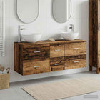 Badkamerkastenset 3 st Oud hout 49,5 x 35 x 63 cm Bewerkt hout