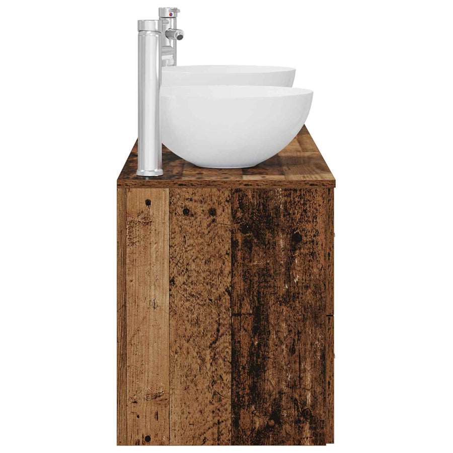 Badkamerkastenset 3 st Oud hout 49,5 x 35 x 63 cm Bewerkt hout
