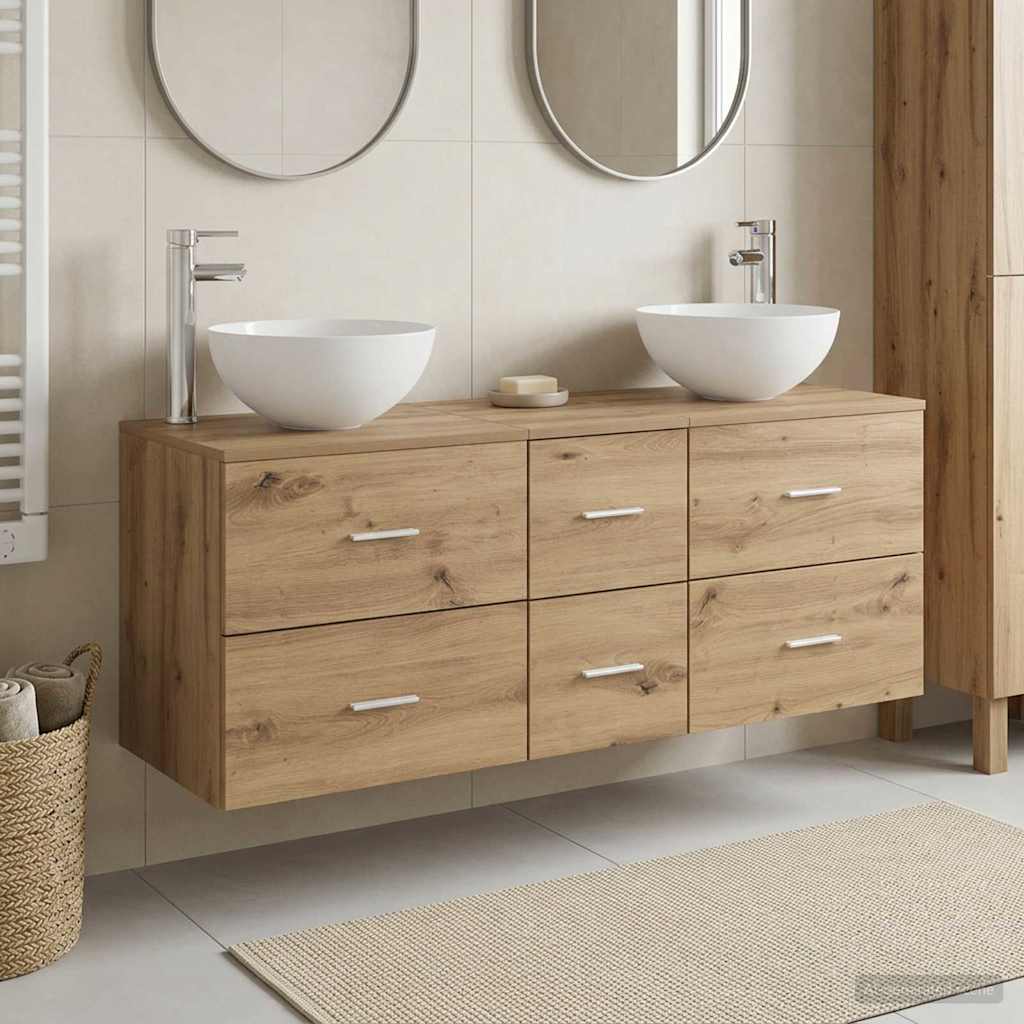 Badkamerkastenset 3 st Artisanaal eiken 49,5 x 35 x 63 cm