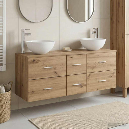 Badkamerkastenset 3 st Artisanaal eiken 49,5 x 35 x 63 cm