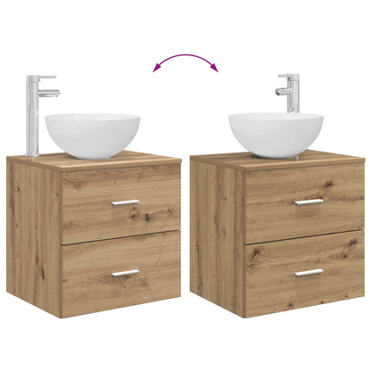 Badkamerkastenset 3 st Artisanaal eiken 49,5 x 35 x 63 cm