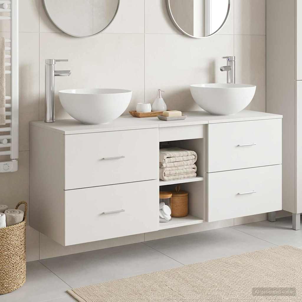 Badkamerkastenset 3 st Wit 49,5 x 41 x 64,5 cm Bewerkt hout