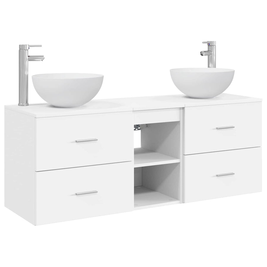 Badkamerkastenset 3 st Wit 49,5 x 41 x 64,5 cm Bewerkt hout