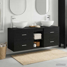 Badkamerkastenset 3 st Zwart eiken 49,5 x 41 x 64,5 cm