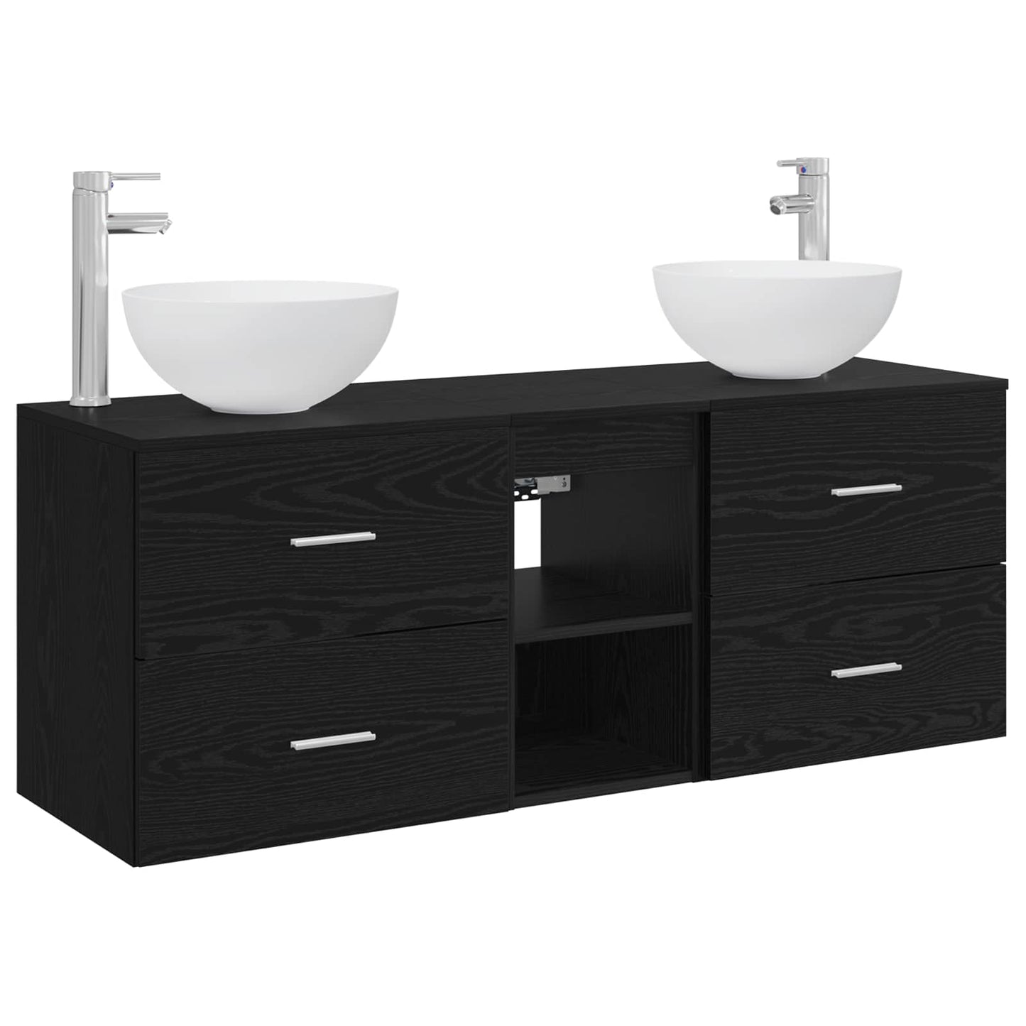 Badkamerkastenset 3 st Zwart eiken 49,5 x 41 x 64,5 cm