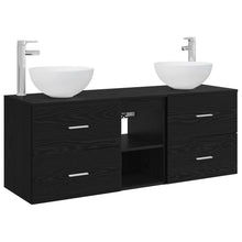 Badkamerkastenset 3 st Zwart eiken 49,5 x 41 x 64,5 cm