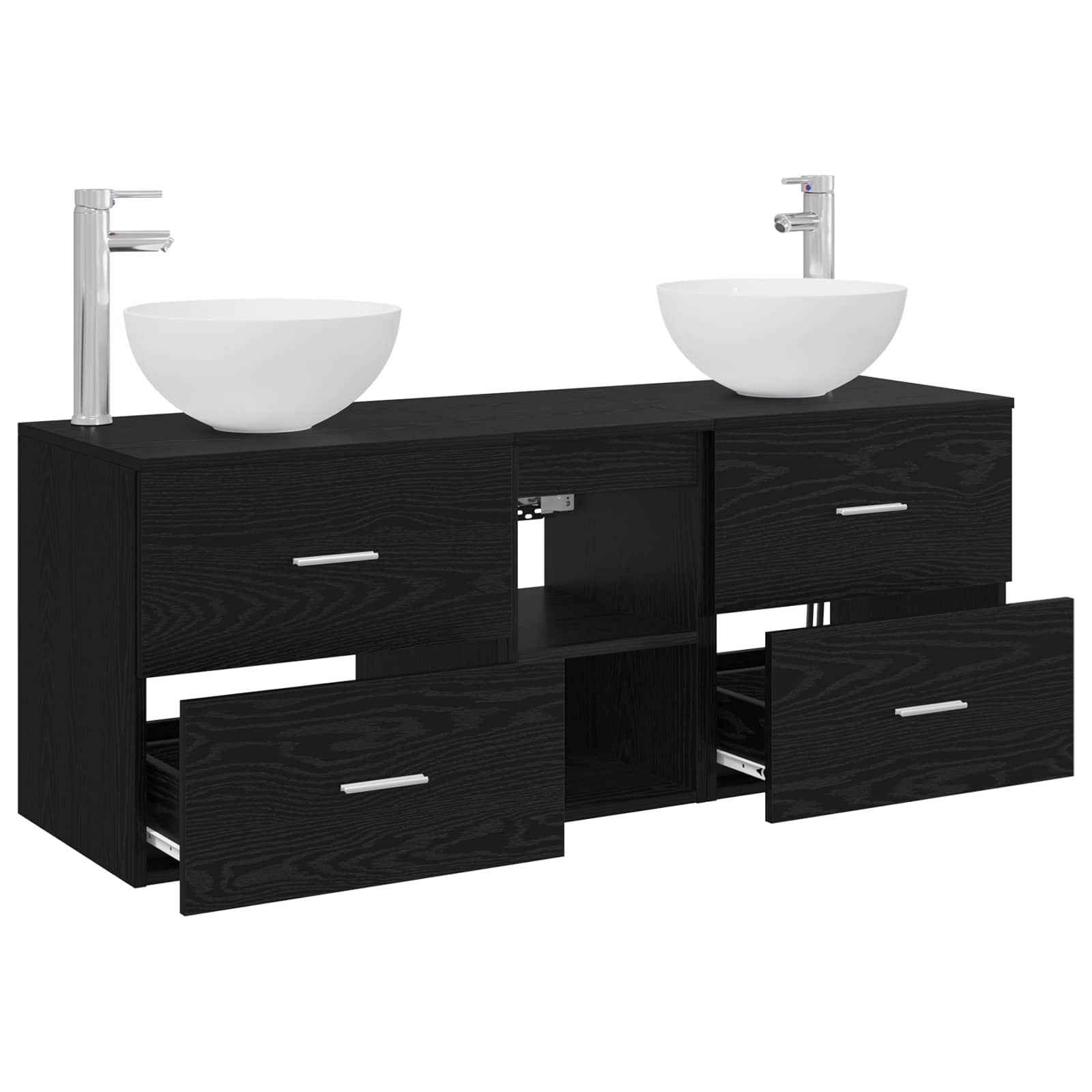 Badkamerkastenset 3 st Zwart eiken 49,5 x 41 x 64,5 cm