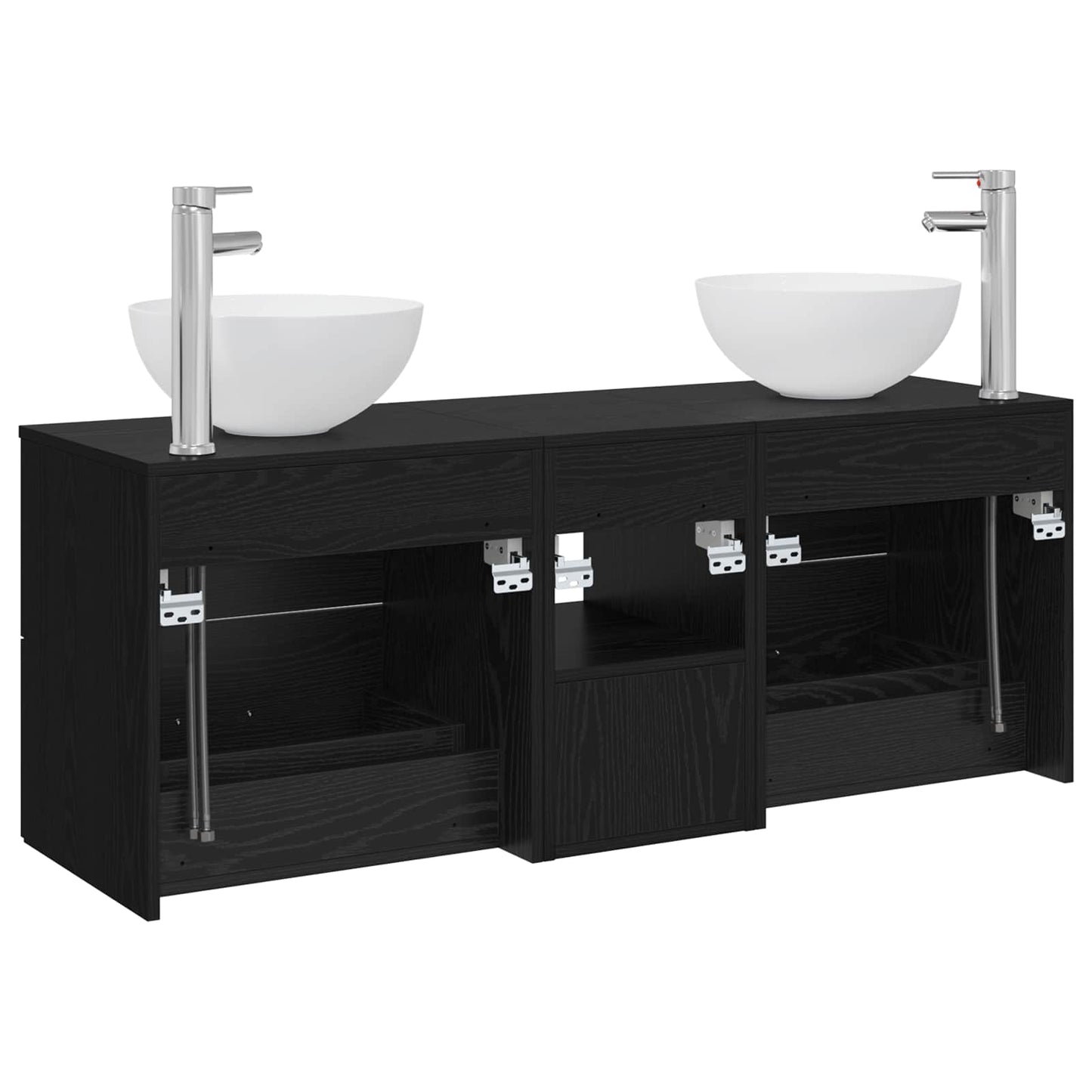 Badkamerkastenset 3 st Zwart eiken 49,5 x 41 x 64,5 cm