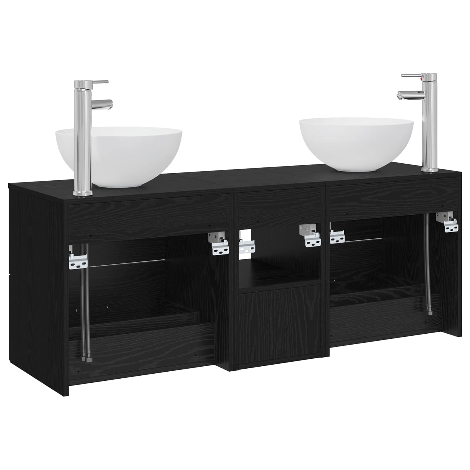 Badkamerkastenset 3 st Zwart eiken 49,5 x 41 x 64,5 cm