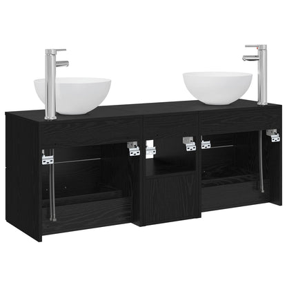 Badkamerkastenset 3 st Zwart eiken 49,5 x 41 x 64,5 cm