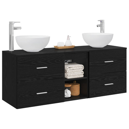 Badkamerkastenset 3 st Zwart eiken 49,5 x 41 x 64,5 cm