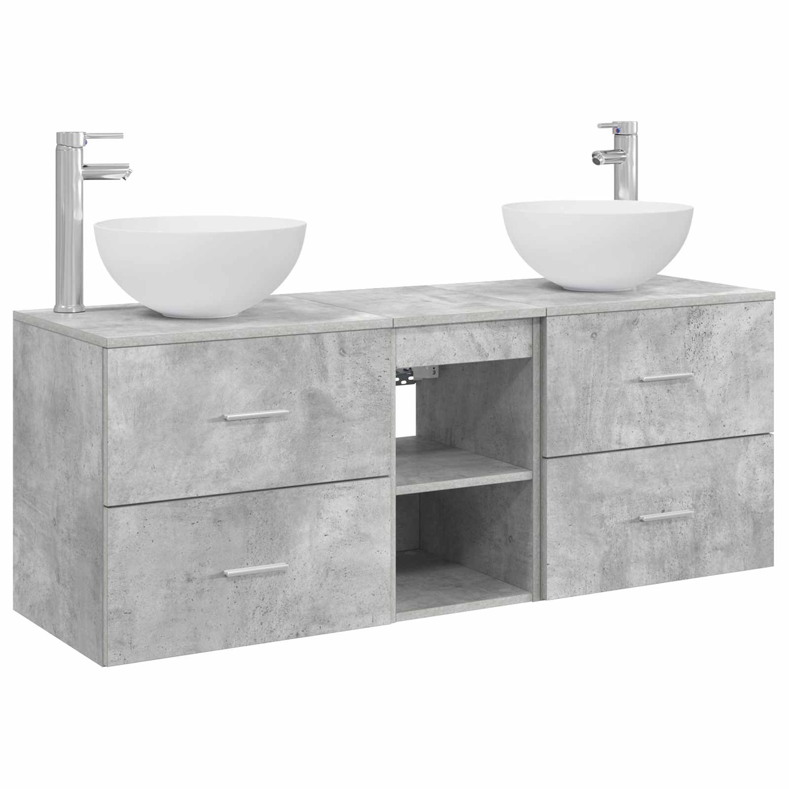 Badkamerkastenset 3 st Betongrijs 49,5 x 41 x 64,5 cm