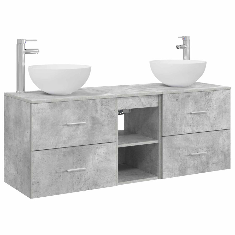 Badkamerkastenset 3 st Betongrijs 49,5 x 41 x 64,5 cm