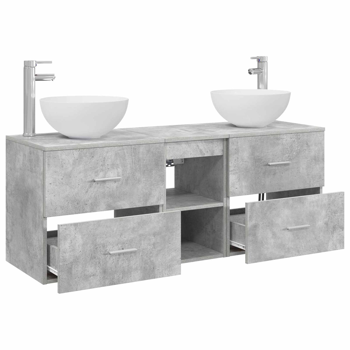 Badkamerkastenset 3 st Betongrijs 49,5 x 41 x 64,5 cm