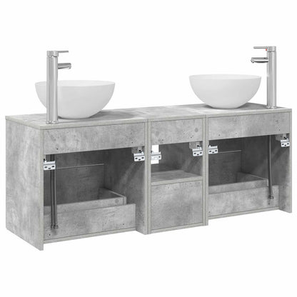 Badkamerkastenset 3 st Betongrijs 49,5 x 41 x 64,5 cm