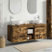 Badkamerkastenset gerookt eiken 49,5x41x64,5 cm