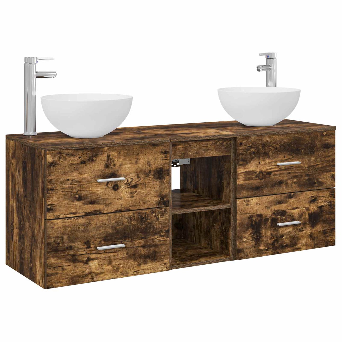 Badkamerkastenset 3 st Gerookt eiken 49,5 x 41 x 64,5 cm