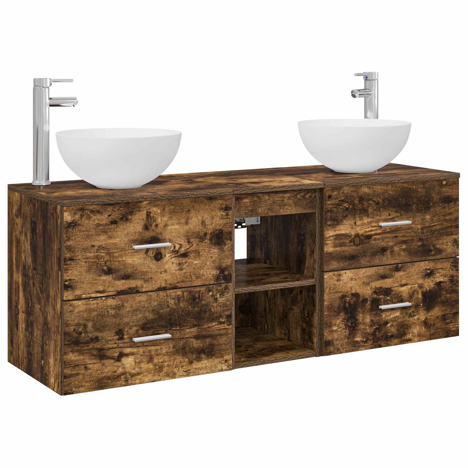 Badkamerkastenset 3 st Gerookt eiken 49,5 x 41 x 64,5 cm