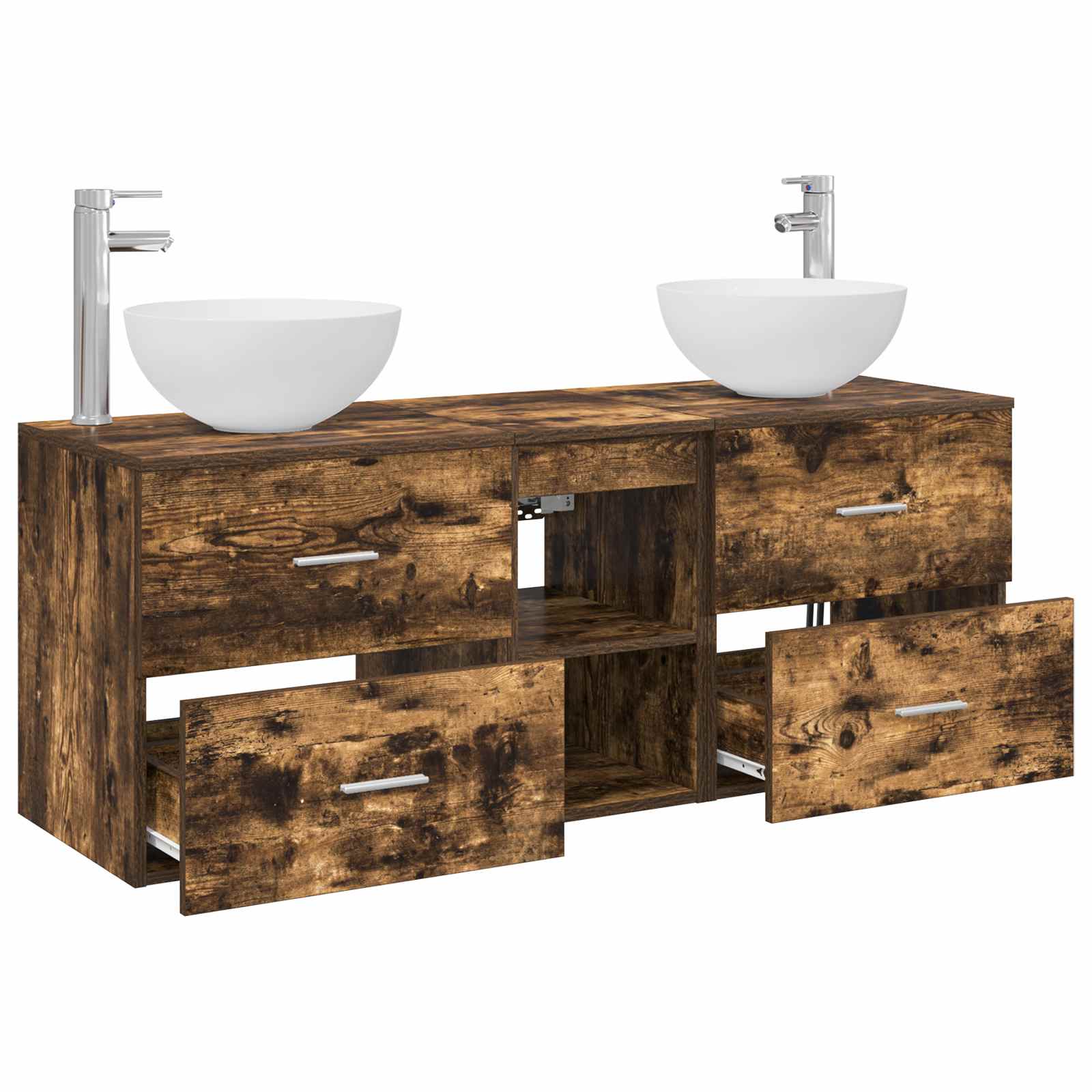 Badkamerkastenset 3 st Gerookt eiken 49,5 x 41 x 64,5 cm