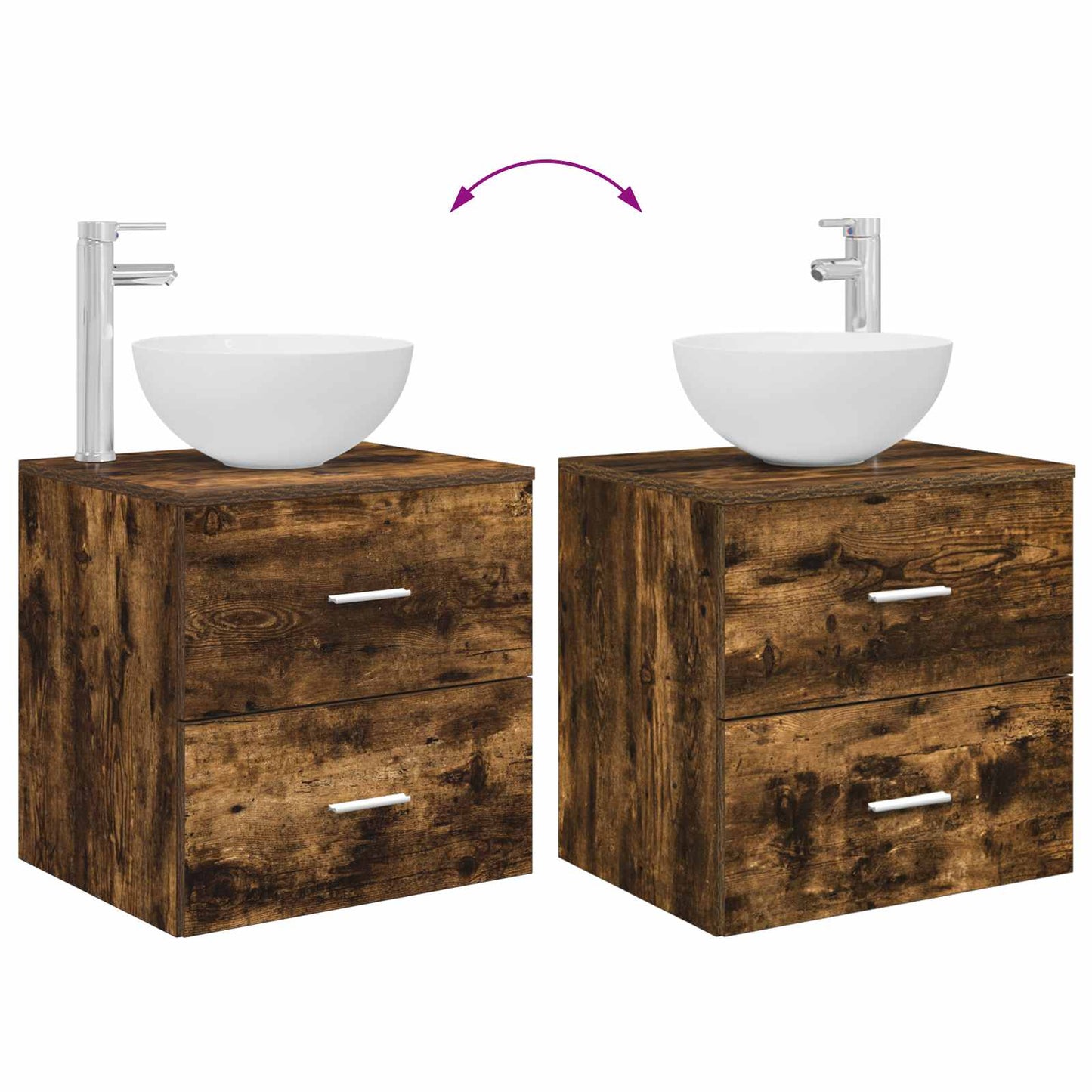 Badkamerkastenset 3 st Gerookt eiken 49,5 x 41 x 64,5 cm