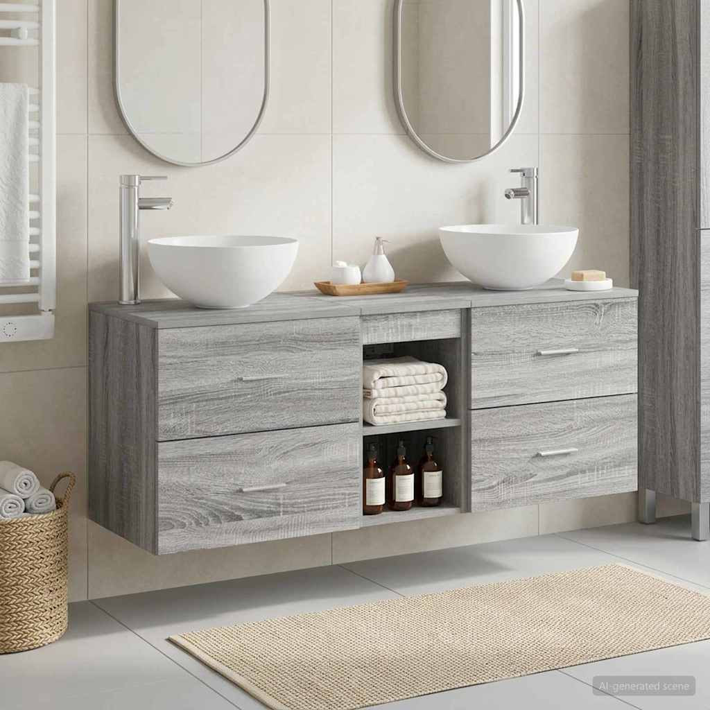 Badkamerkastenset 3 st Grijs Sonoma 49,5 x 41 x 64,5 cm