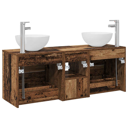 Badkamerkastenset 3 st Oud hout 49,5 x 41 x 64,5 cm