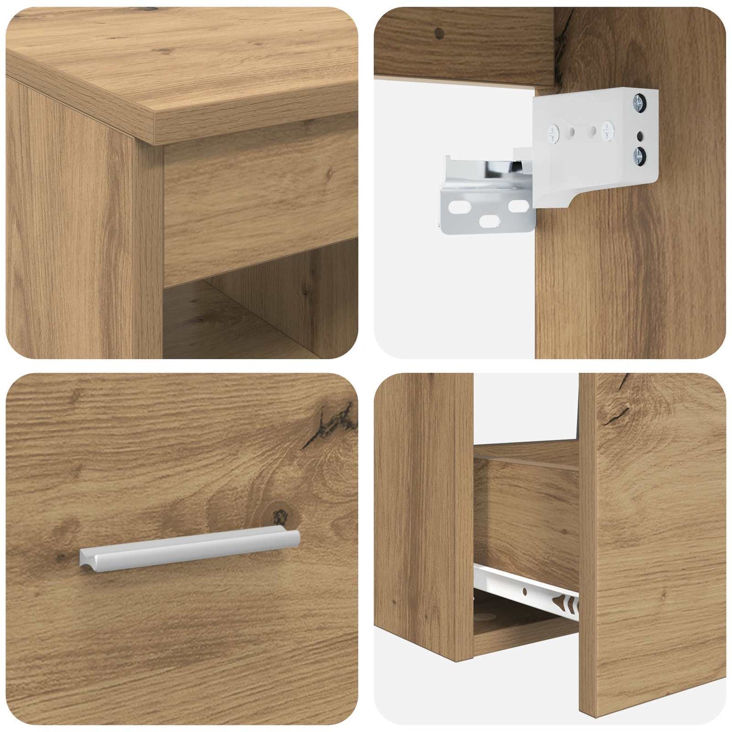 Badkamerkastenset 3 st Artisanaal eiken 49,5 x 41 x 64,5 cm