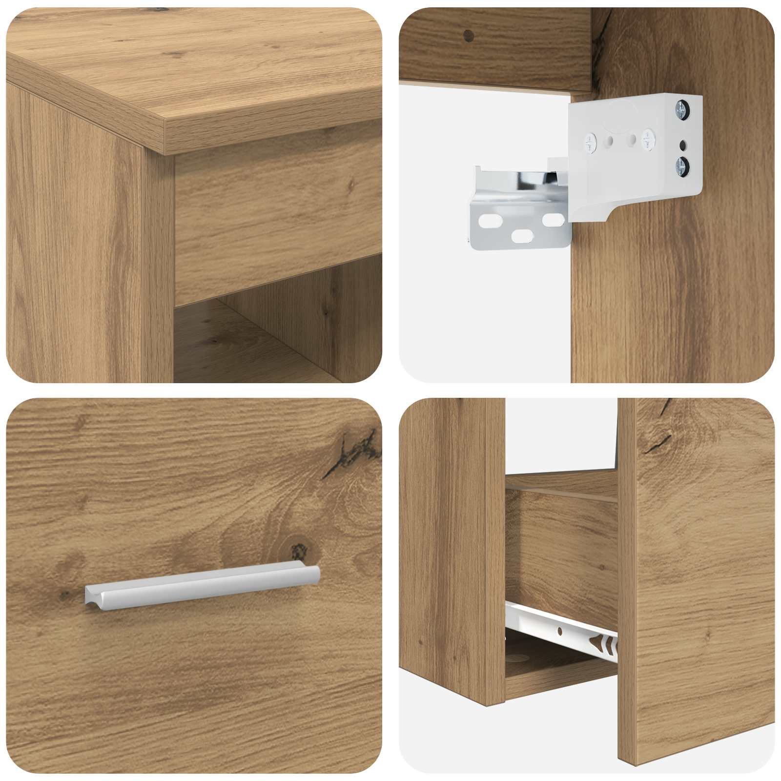 Badkamerkastenset 3 st Artisanaal eiken 49,5 x 41 x 64,5 cm