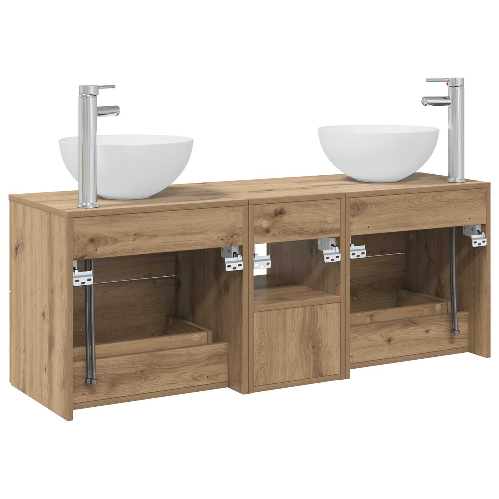 Badkamerkastenset 3 st Artisanaal eiken 49,5 x 41 x 64,5 cm