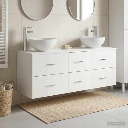 Badkamerkastenset 3 st Wit 49,5 x 41 x 64,5 cm Bewerkt hout