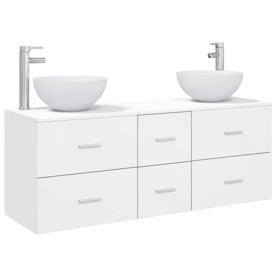 Badkamerkastenset 3 st Wit 49,5 x 41 x 64,5 cm Bewerkt hout