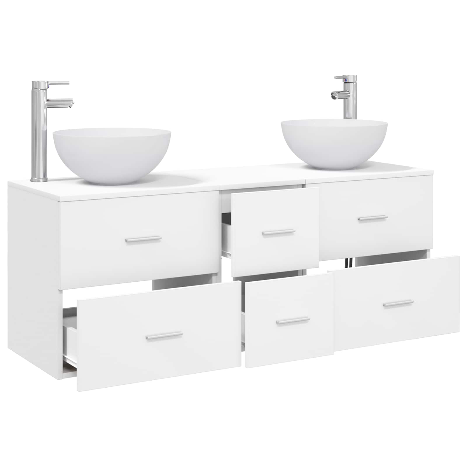 Badkamerkastenset 3 st Wit 49,5 x 41 x 64,5 cm Bewerkt hout