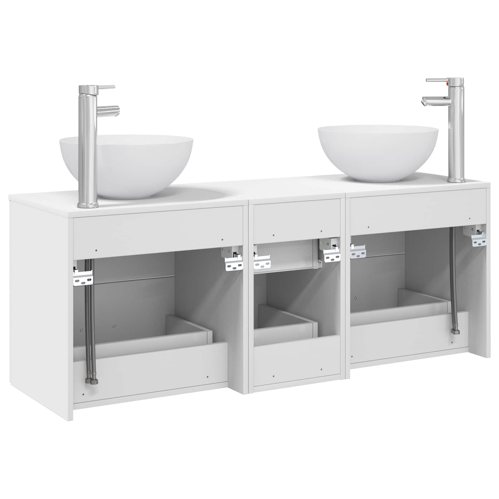Badkamerkastenset 3 st Wit 49,5 x 41 x 64,5 cm Bewerkt hout